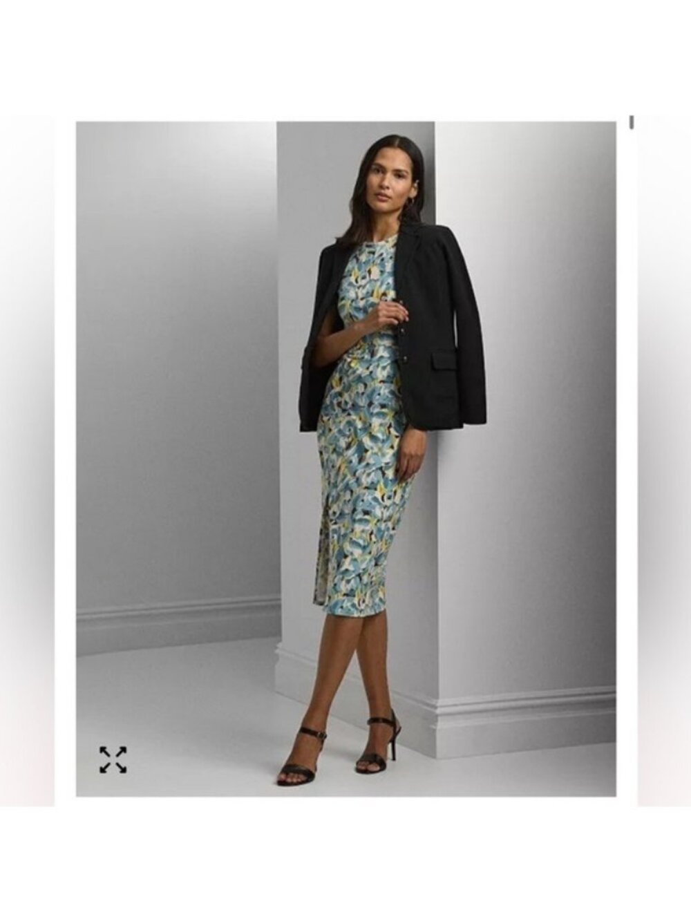 Lauren Ralph Lauren Floral Jersey Twist-Front Midi Dress Size Medium